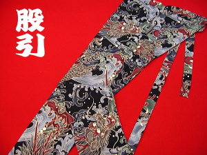 義若オリジナルの和柄股引き 激安セール商品 荒波に龍(黒)